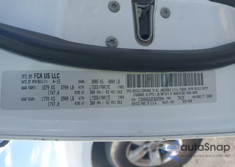 2015 Ram 1500 Slt z USA, uszkodzony, nr VIN 1C6RR6GG2FS645904